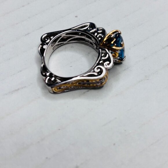 MICHAEL VALITUTTI 18K Gold London Blue Topaz Ring Size 8 - Picture 8 of 8